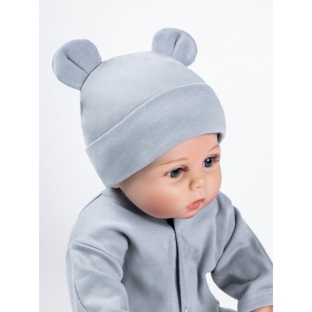 Children's cap Amarobaby Nature Essence Bear, size 38-40, color gray color-5