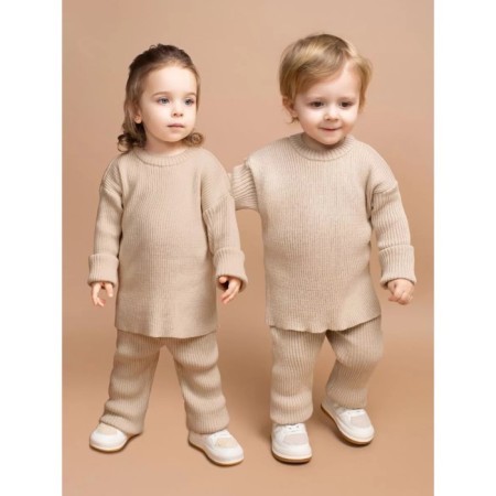 Knitted children's knitted Amarobaby Noodles, height 86 cm, beige color-1