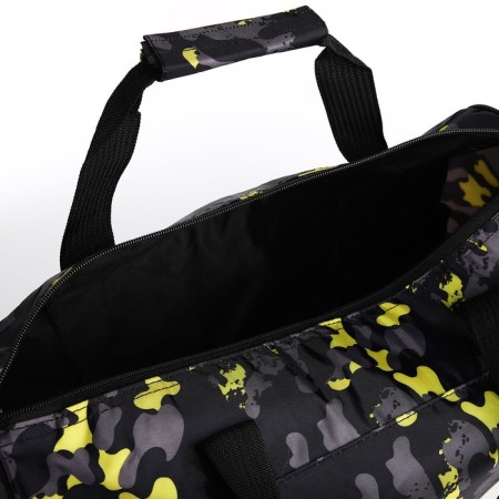 Road bag with lightning, external pocket, long belt, yellow/black color-2