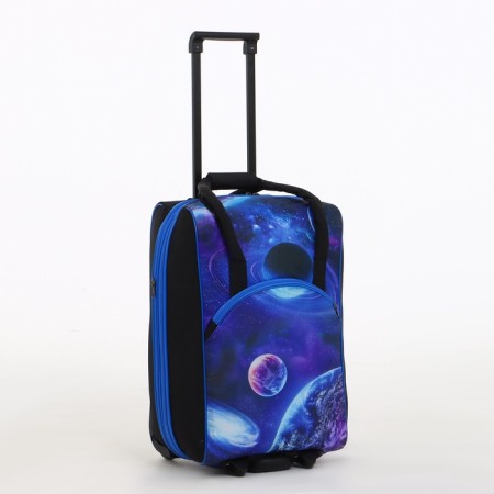 Small suitcase with a bag, 20 ", on a zipper, with an extension, the color is blue-2