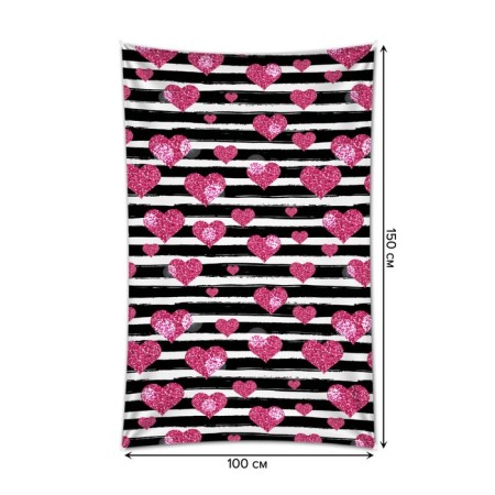 Decorative panel with photo printing "hearts and strips", vertical, size 100x150 cm-1