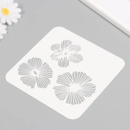Plastic stencil "Flowers", 15x15 cm-1