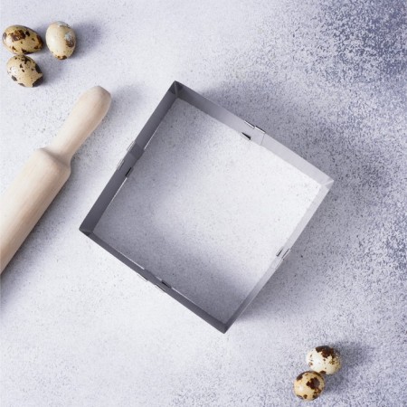 Baking form with adjustment of the size of the “square”, 9-15 cm, height 5 cm, chrome color-4