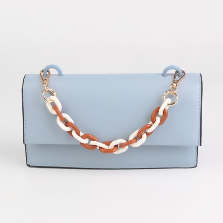 A chain for a bag, plastic, with carbines, 24 × 18 mm, 30 cm, brown/white/gold color-3