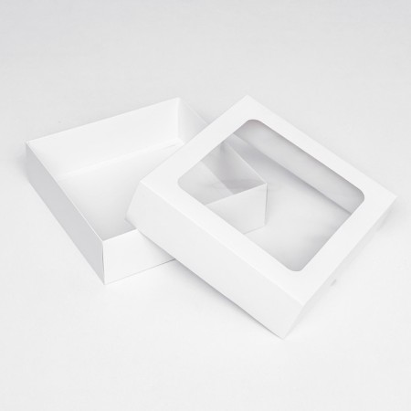 The box is folding, the lid is, with the window, white, 25 x 25 x 7.5 cm,-3