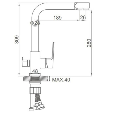Accoona A51126F kitchen mixer, single -leaf, pouring 189 mm, going on drinking, black-7
