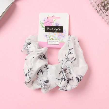Hair elastic band "Orbit" Spring style, 13 cm, black and white-1