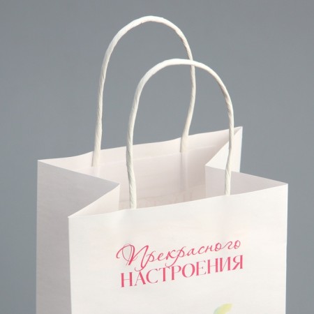 Gift package for a bottle, packaging, "great mood", white craft, 13 x 36 x 10-6