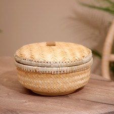 VAZA wicker with a lid, from bamboo 23x23x15 cm
