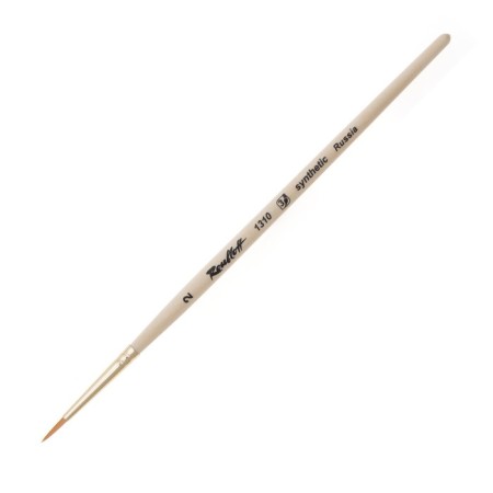 Synthetic brush, round, hard, shortened insert, rubloff series 1310 No. 2, short handle is saturated with varnish, yellow clip-4