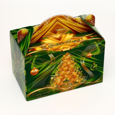 Gift box "Festive silk bended" New Year's suitcase medium 20 x 12 x 19 cm 1065302-1