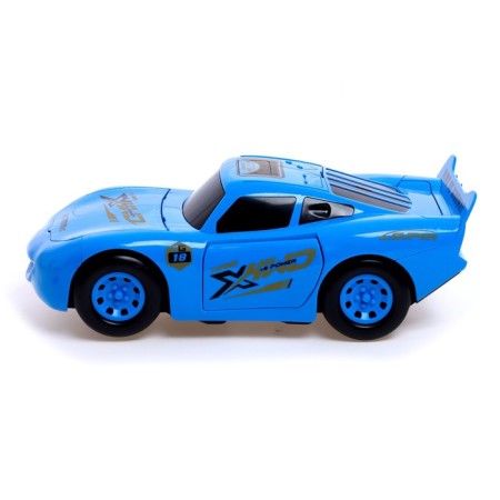 The car "Carry", works from batteries, shoots with discs, light and sound, blue color-3