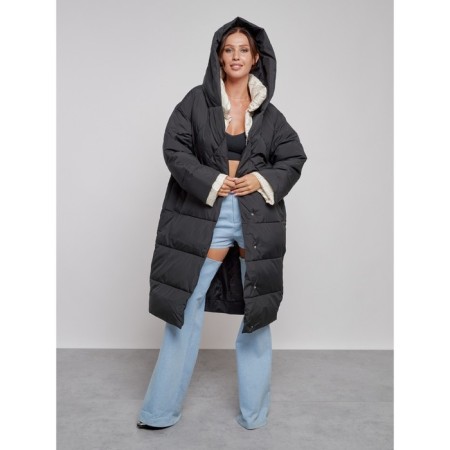 Coat insulated winter female, size 42, black color-17
