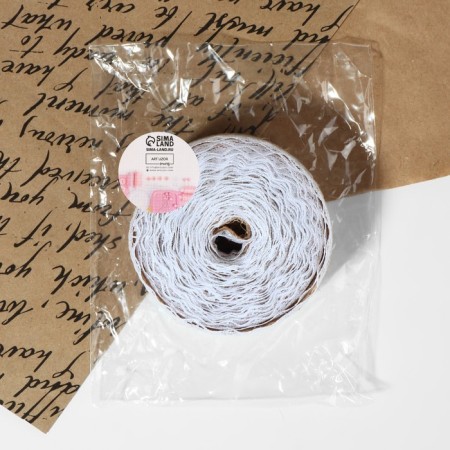 Ribbon from jute "Lace", natural, 37 mm, 4.5 ± 0.5 m, white color-1