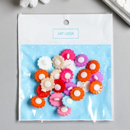 A set of buttons of decorative plastic "Flower flowers" (set 22 pcs) 1.5x1.5 cm-3