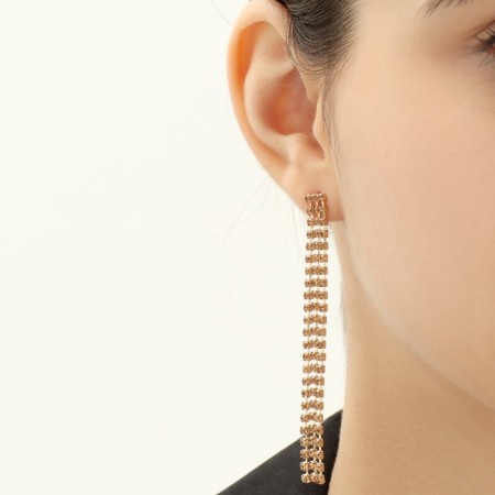 Set 2 objects: earrings, necklace "ice" pigtail, color gold, 80 cm-5