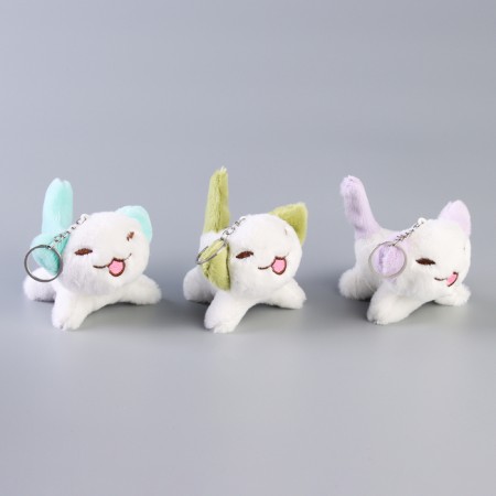 Soft toy "cat" on a key fob, 13 cm, color mix