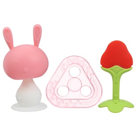 A set of silicone teeters “My bunny”, with a rattle, 3 pcs., In the case, crush me-1