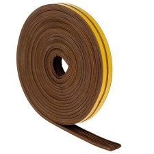 Window seal, profile E, on an adhesive base, brown, in a package of 10 m