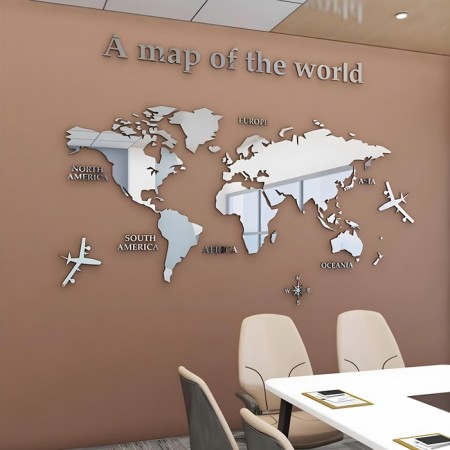 Interior stickers "World Map", mirror, decor on the wall, panel 100 x 180 cm-5