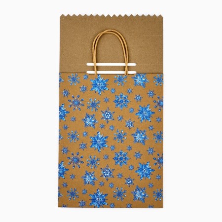 Package with the valve "Snowflakes", craft, glitter, 19.5 x 10 x 25 cm, New Year-3