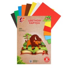 Cardboard of color A4, 8 sheets, 8 colors 