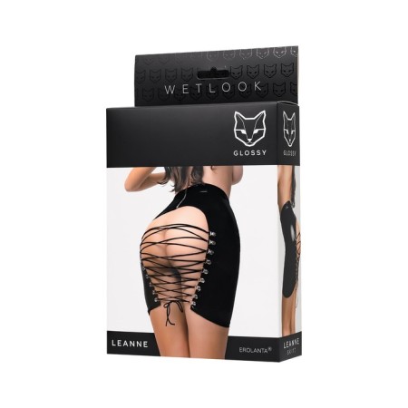 Mini-skirt Glossy Leanne, size L, Black color-5