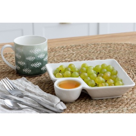 Ceramic dish with a saucer "Asia", 18.6 x 17.5 x 4 cm, white color-4