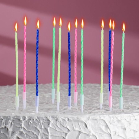 Candles for cake cocktails with stands, 12 cm, set 12 pcs-2