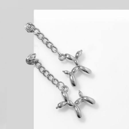 Earrings "Dog" on the chain, color silver-1