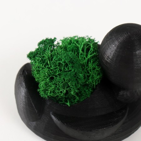 Concrete "duck" 6x8x5.5 cm black with moss (moss green. Stabilized)-4