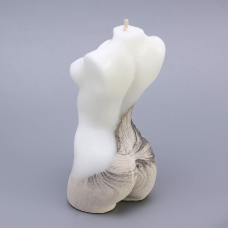 Figure candle with concrete "Women's silhouette", 15x7 cm, white-3