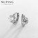 Cooping earrings Xuping art, white color in silver d = 1.3 cm