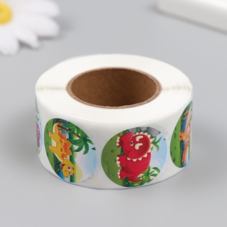 Stick Paper "Dinosaurs in the jungle" d = 2.5 cm 500 pcs in a roll 3x6.5x6.5 cm-3