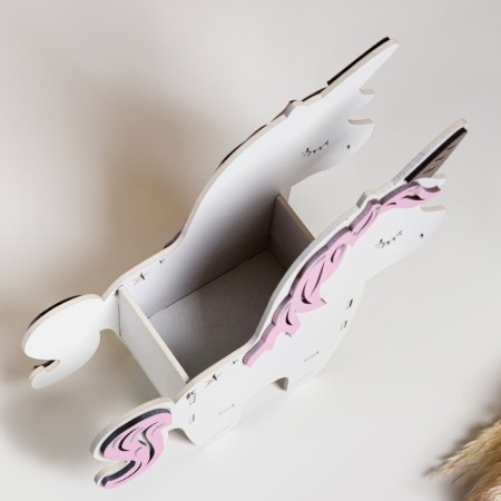 Kashpo wooden 21.5 × 7 × 21 cm unique "unicorn", white pink-3