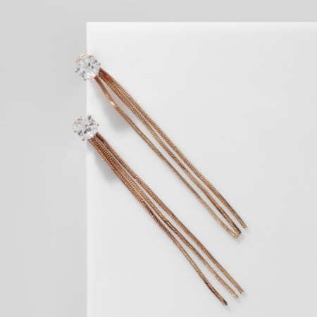 Hanging earrings with "chains" circles circle, white color in gold