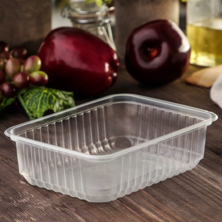 Container Plastic disposable “Yuzhuralpak”, KR-179, 750 ml, 17.9 × 13.2 × 5 cm, transparent color