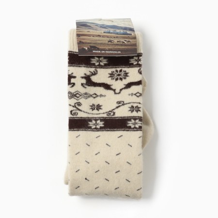 New Year. Women's golfs from Mongol wool, white color with a pattern, river 36-42-2