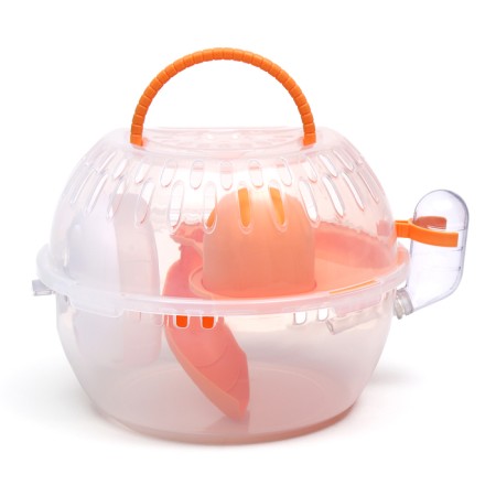 Carrier carrier carrier with a house, shelf, drinker, 29x23x23 cm, yellow-3