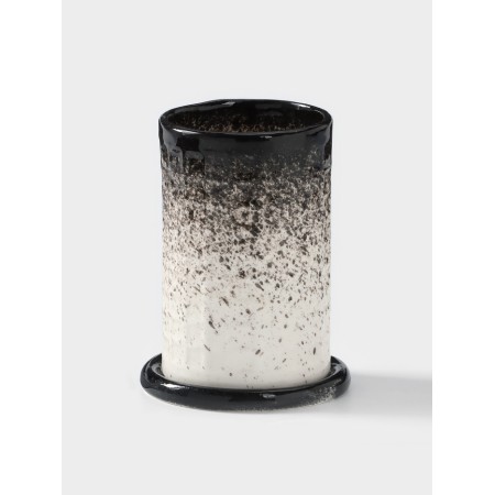 Set for the bathroom, 2 items: a glass 12.5 cm, soap dish 10 cm, ceramics, Iran-1