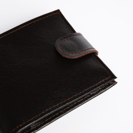 Men's purse on a button, for bills, for cards, for coins, brown color-2