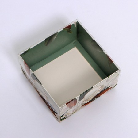 Box for confectionery products with PVC Lid "Flowers", 11.5 x 11.5 x 6 cm-2