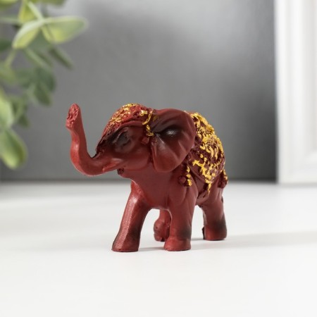 Polystone souvenir "Elephant in a golden blanket with a red stone" set of 4 pcs 7.5x3x5 cm-3