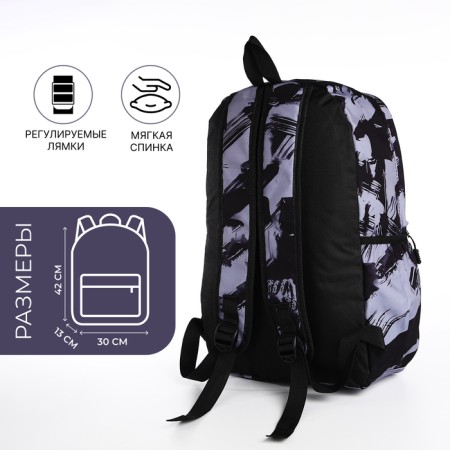 School backpack from textiles on lightning, 3 pockets, black color-1