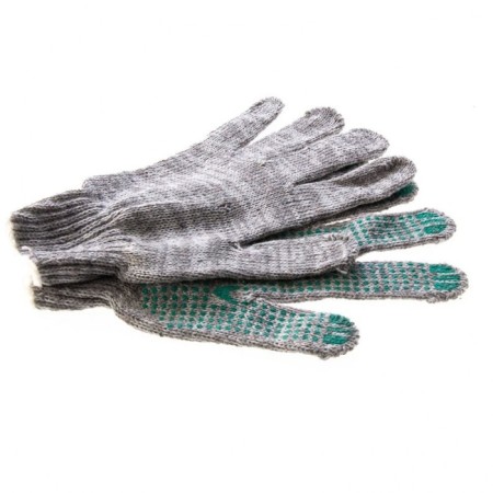 Working gloves, x/b, knitting class 7, with PVC dots, melange, set 6 pcs.-2