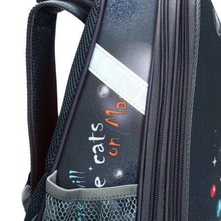 School backpack 38 x 30 x 16 cm, ergonomic back, Stavia "Martian cat", gray-10