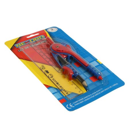Circular plastic 145 mm with a pencil, a ruler 15 cm, transport, mix-1