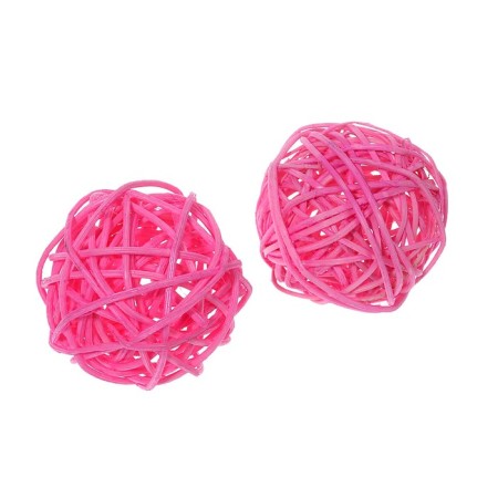 Decorative ball of vines, set 2 pcs., Size 1 pc. - 5 cm, pink color-1
