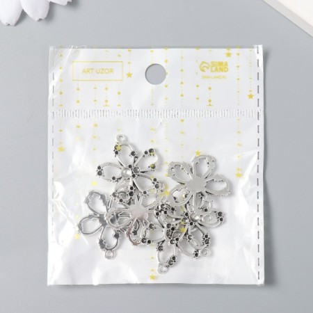 Decor for creativity Metal "Flower" silver 2.5x2.7 cm-3