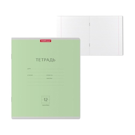 Notebook 12 sheets in the Erichkrause "Classic", the cover coated cardboard, an offset unit, green